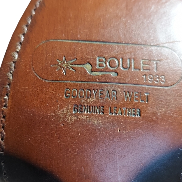 Boulet Black White Leather Glitter Overlays Pointed Toe Western Boots Women's - Picture 15 of 16